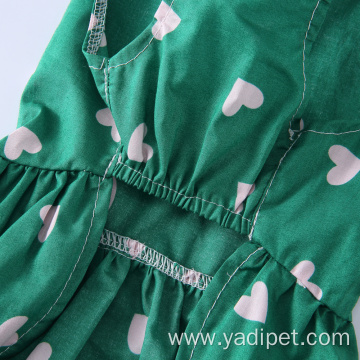 Green Summer cat Dog Dress Puppy Clothes